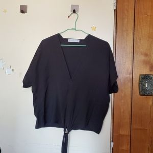 M Boutique Black Cropped V neck Blouse